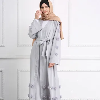 2019 Jaunu Ziedu Musulmaņu Kleita ar garām Piedurknēm Jaka Kaftan Elegants Dizains, Maxi Kleitas, Drēbes dievkalpojums AAE Eid Dāvanu Daļa