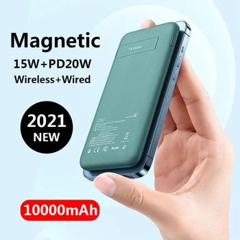 2022 JAUNU 10000mAh Magnētisko Portatīvo Bezvadu Ātrās Uzlādes Jaudas Bankai iPhone 12 13 Pro Max 15W, Mobilo Tālruni un Ārējo Akumulatoru