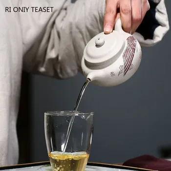 240ml Ķīnas Yixing High-end Violetā Māla Tējkannas Master Roku cirsts Balts Celtņa Modeli, Tējas Katlā Tējkanna Zisha Tējas Komplekts Kolekcija