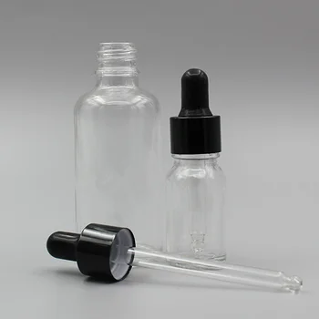 5ml ~100 ml caurspīdīga Stikla Melnu vāciņu Ēteriskās eļļas Tvertnes Pudeles Ar Pudeles Pilinātāju Uzpildāmas Pudeles Grims Iepakojuma Pudeles