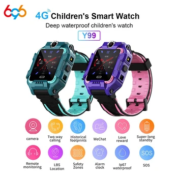 696 Y99 Bērniem Smart Skatīties 4G Bērniem GPS Pozīcijas Drošības Aproce Dual kameras Video Zvanu Aproce Sporta Ūdensizturīgs Bērniem Skatīties
