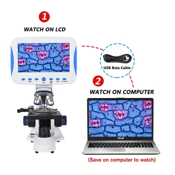 7 collu LCD Digitālo HD Koaksiālie precizējošās Mikroskopu zoom 2000X bioloģisko Lab USB led +soma+SD atmiņas kartē Var ierakstīt video un fotogrāfijas