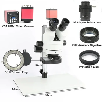 7X 45X 90X Vienlaicīgi-fokusa Trinokulara Stereo Mikroskopu, VGA Video Kamera, 720P 13MP Tālruņa PCB Lodēšanas Remonts Lab Rūpniecības