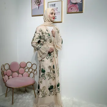 Aligaia Mežģīnes, Izšuvumi Kleita Sievietēm Ir 2021. Vasaras Dubaija Kaftan Turcija Arābu Kimono Jaka Drēbes Ramadāna Islāma Apģērbi