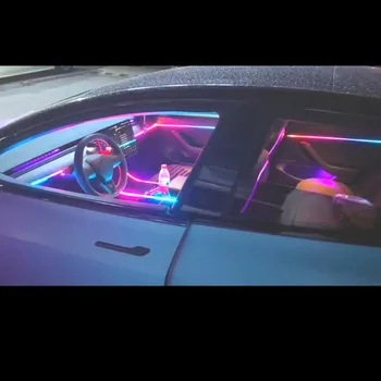 Augstas Kvalitātes 6 in 1 Simfoniskais auto Apkārtējās gaismas, RGB automašīnas salona Akrila gaismas guide optisko šķiedru Universālo Auto dekorēšana gaismas
