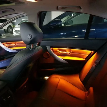 Auto LED Apgaismojumam Interjera Durvju Apkārtējā Joslā Vāks-BMW 3 4 Series F30 F31 3GT M3 2012-2019, Oglekļa Šķiedras