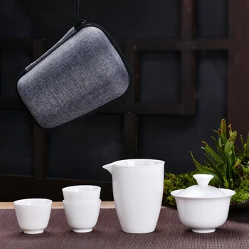 Baltā Ķīnas Dizaineris Keramikas Tējas Dāvanu Komplekts Travel Teaset Portatīvā Soma Vintage Vāciņu Trauks Auto Tējas Veidotāju Puses Dāvanu Teaware Tendence