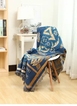 Bezmaksas piegāde kokvilnas diegu Eiropā stila modes ģeometriskā zvaigžņu mest viena izmēra zils/sarkans dīvāns одеяло sega, gultas pārklājs