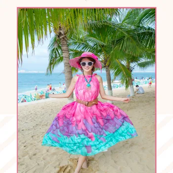 Boho Vasaras Kleita Sieviešu Drēbes, Vintage Šifona Ziedu Drukāt Beach Garas Kleitas, Elegantas Dāmas Maxi Kleita 8803N106