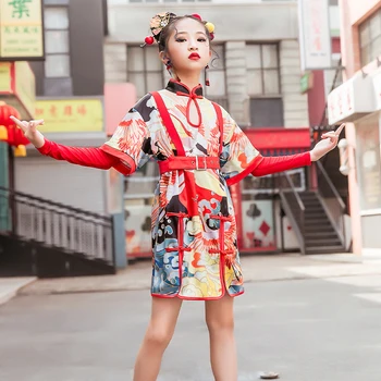 Bērnu Diena Posmā Modelis Catwalk Kostīms Meitenēm, Džeza Dejas, Tērpu Ķīniešu Stilā Hip Hop Deju Rave Drēbes