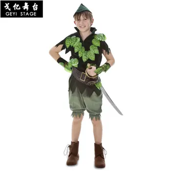 Cos Meža Savage Halloween Bērnu Diena Posmā Veiktspējas Elf Apģērbs Pieaugušiem Bērniem Peter Pan Apģērbu Mātes-bērna Clothin