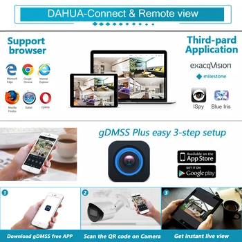 Dahua 4MP Lite IS IPC-HFW2431S-S-S2 PoE Fiksēta focalBullet Kamera ar Nakts Redzamības SD Kartes Slots IP67 IVS Smart Kustības Detektoru,