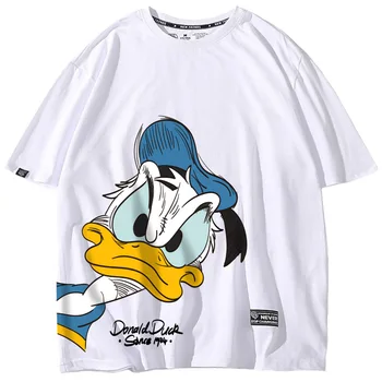 Disney T-Krekls Modes Donald Duck Karikatūra Izdrukāt Harajuku Unisex Pāriem Sievietes Ar Īsām Piedurknēm T-Veida Topi, 10 Krāsas Streetwear Sieviete
