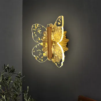 Dizaina sienas gaismas akrila Guļamistabas Gultas Apdares Radošo zelta tauriņš sienas lampas Istabas, Koridors, Kāpnes Eju bērnu istabas wal