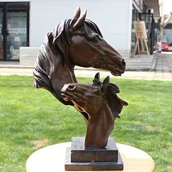 Dubultā zirgu talismans bronzas statuja Mājas Iekārtojuma s biznesa dāvanu vara decorationroom Mākslas Statuja