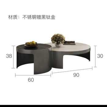 Dzīvojamā Istaba Centra Galda Kājas Kafijas Galda Sānu Galda Marmora Top Luksusa marmora kafijas galds Smart stikla apaļš kafijas galdiņš