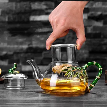 Emaljas Kung Fu Tējas Uzstādīt Sadzīves Vienkārši Mūsdienu Sabiezējumu karstumizturīga Stikla Nelielu Tējas Tase Filtrs Burbulis Tējkanna