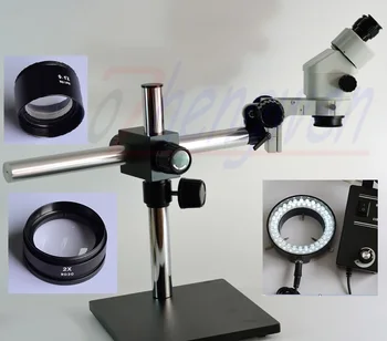 FYSCOPE 3,5 X-90X Binokulāra Stereo Tālummaiņas Mikroskopa uz Vienu Roku Boom Stand monther valdes pārbaudīt darbības joma + 60pcs LED gaismas