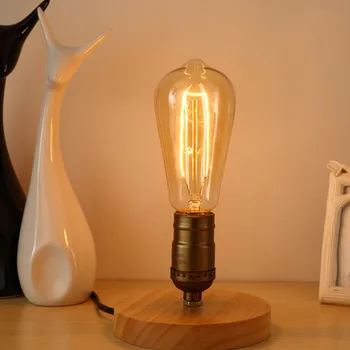 Galda Lampas Bēniņi Vintage Koka Galda lampa ar Stikla Abažūrs Edison Galda Blakus Galda Deg Guļamistaba Dzīves Mācību Telpa, CCC