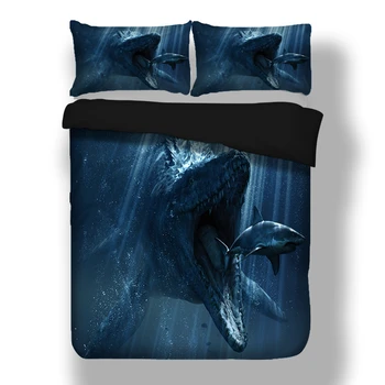 Haizivs Dinozauru dizaina dvīņu karalis, karaliene full double gultasveļa spilvendrāna duvet cover set gultasveļas komplekts