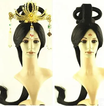 Han dinastijas matu seno ķīniešu princese matu seno ķīniešu matu cosplay gariem melniem matiem