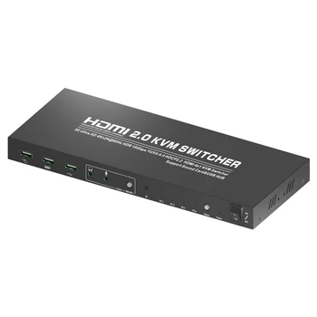 HDMI KVM Komutatoru HDMI 4) Ostas 4K@60Hz USB KVM Pārslēdzēja Kārbas Bezvadu Tastatūru un Peli, ES Plug