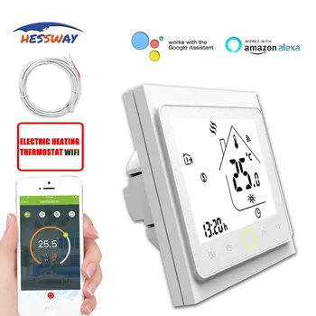 HESSWAY TUYA Smart Čipa Apsildes Kabelis ar Termostatu, WIFI 16A Dubultā NTC Sensoru Touch Screen Elektriskā Grīdas Apsilde