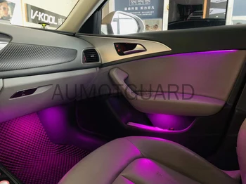Interjera Atmosfēru Gaismas Audi A6 C7 2013-2018 LED Apgaismojuma Durvju Footwell Gaismas Sākotnējo Kontroli, MMI