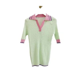 Ir 2021. Jauno Vasaras Zaļo Dāmu T-krekls Slim Modes Sieviešu Tee Kokvilnas Gadījuma Elegants Augstas Kvalitātes Sieviešu Topi T836
