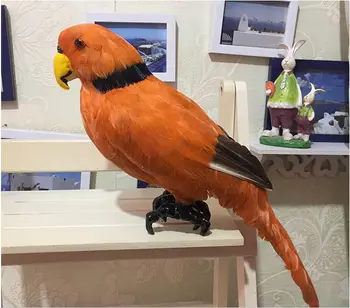 Jaunu simulācijas apelsīnu papagailis modelis plastmasas&spalvu papagailis putnu grūti modelis rokdarbu dāvanu par 45cm s2922