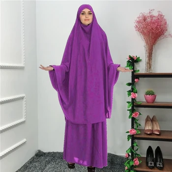 Jilbab Abaya Sieviešu Khimar Lūgšanu 2 Gabals, kas Hijab Kleita Musulmaņu Islama Apģērbu Ramadāna Ilgi Drēbes, Topi un Svārki Sieviešu Abayas