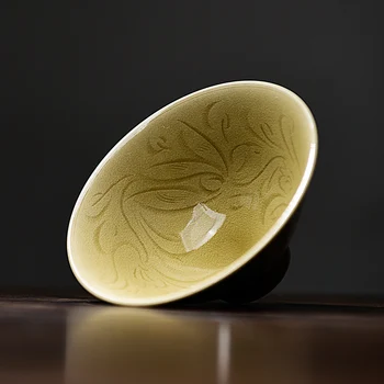 Kausa sasiet filiāle krāsns longquan zaļpelēka krāsa keramikas kung fu master cup vienu tasi tējas paraugu kausa nelielu tējas tases