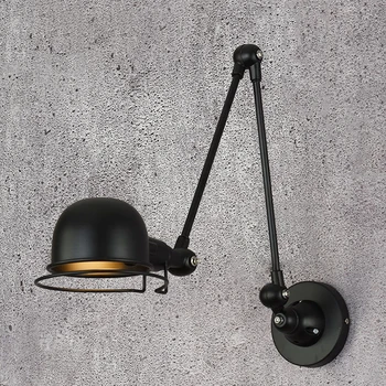 Klasiskās Ziemeļvalstu bēniņi rūpniecības stila regulējami Lukturi Vintage sconce sienas lampas E14 LED apgaismes par viesistaba, guļamistaba