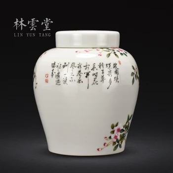 Lin Yuntang pastelis pēdējos krāsošanas ziedi un tējas katlā cūciņa banka rieksti jingdezhen pastelis augstas kvalitātes tēju