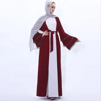 Luksusa Musulmaņu Frēzēšana Jaciņa Abaya Pilnībā Kleita Kimono Ilgi Drēbes, Kleitas Tunikas Jubah Katfan Tuvajos Austrumos Eid Ramadāna Arābu Islāma