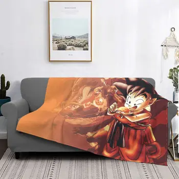 Manta de franela de Son Goku para todas las estaciones, manta cálida portátil de Anime para cama oficina y, ropa de cama