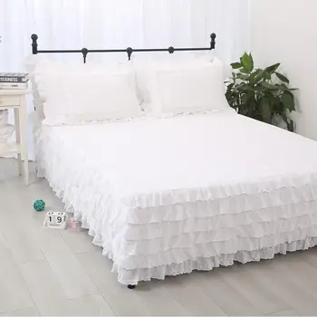 Mežģīnes, izšūti pārklājs korejas princese 6 kūka slāņi tīras kokvilnas gultas svārki 40/45cm покрывало gulta priekšauts bezmaksas piegāde YYX