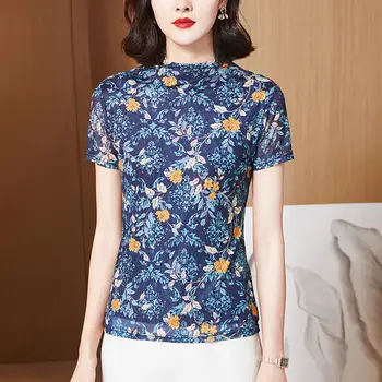 Modes Kokvilnas T Krekls Sievietēm Vasarā Ir 2021. Mežģīņu Ziedu Gadījuma Tees O-veida kakla Īsām Piedurknēm Plus Lieluma Sieviešu T-Krekls Harajuku Sexy Kultūru