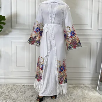 Musulmaņu Atvērt Abayas Sievietēm, Dubaija Abaya Kimono Izšuvumi Acs Jaciņa Islāmu Piedienīgu Apģērbu, arābu Vetement Musulmane Femme