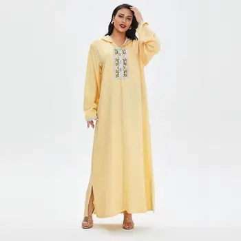 Musulmaņu Kleita Dubaija Sieviešu Modes Gadījuma Gara Kleita Ar Izšuvumu Un Eleganta Kleita Ar Liela Izmēra Tuvo Austrumu Drēbes