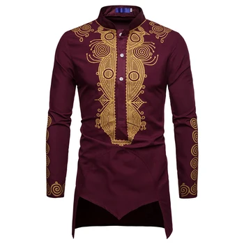 Musulmaņu Krekls Eiropas Stila Modes Dubaija Tuvajos Austrumos Kleita Drukāt Zelta Ziedi Drēbes Āfrikas Puse Abaya Vīriešiem Eid al Adha