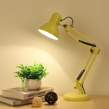 Mūsdienu LED Ilgi Šūpoles Roku regulējams, Elastīgs klasiskās galda Lampas E27 klipu Galda Lampa studiju Office Lasījumā nakts Gaisma