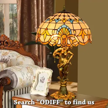 Mūsdienu Vidusjūras Zilā Skaistums dekoratīvā galda lampa TIFFANY STIKLA viesistaba, ēdamistaba, bārs, guļamistabas gultas lampa