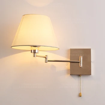 Mūsdienu Šūpoles, sienas lampas elastīgu zelta sienas sconce bagāžnieka lasījumā sienas gaismas ar pull ķēdē slēdzi guļamistabas gultas viesnīcu