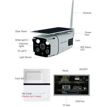 NewArrival N8 Saules Powered IP Kameras 1080P Bezvadu Āra Iekštelpu Drošības WiFi Kameru ar iebūvētu akumulatoru, Kustības Detektoru,