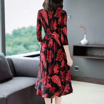 OLA Kroku Printed Kleita Sievietēm Ir 2021. Pavasara Modes garām Piedurknēm Dāmas Mežģīnēm Līdz Vidukļa Lielu Izmēru Apģērbu Biznesa Kleitu zh125