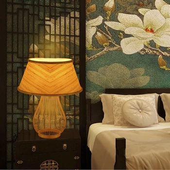 Oriģinālā bambusa galda lampas guļamistabas gultas ēdamistaba, balkons pētījums 