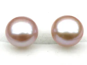 Patiesu 11mm AAA+++ maize lavandas rozā dienvidu jūras pērļu auskaru 18k baltā zelta