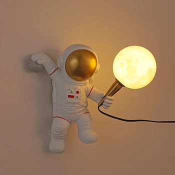 Personības Acu Aizsardzība LED Sienas Apgaismojuma Ziemeļvalstu Astronauts Sienas Lampas Radošo Guļamistaba Bērnu Istaba Gultas Dekoratīvie Gaismas