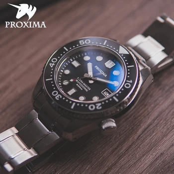 Proxima 44mm Diver Watch Nerūsējošā Tērauda Automātiskā Vīriešu Mehāniskās rokas Pulksteņi 300M Ūdensizturīgs BGW9 Gaismas Vīriešu Sporta Rokas Pulksteņi